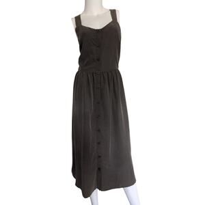 Nicole Miller Midi‎ Dress Button Front Jumper 10 Low Back Boho Cottage Minimal